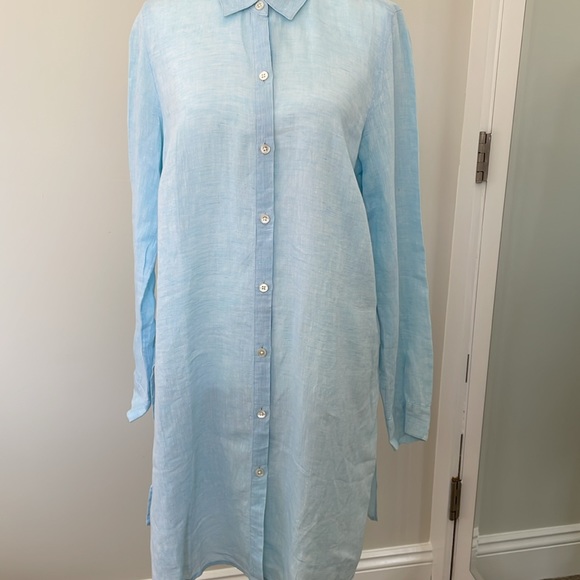 J. Jill Dresses & Skirts - J Jill- blue long linen shirt- small